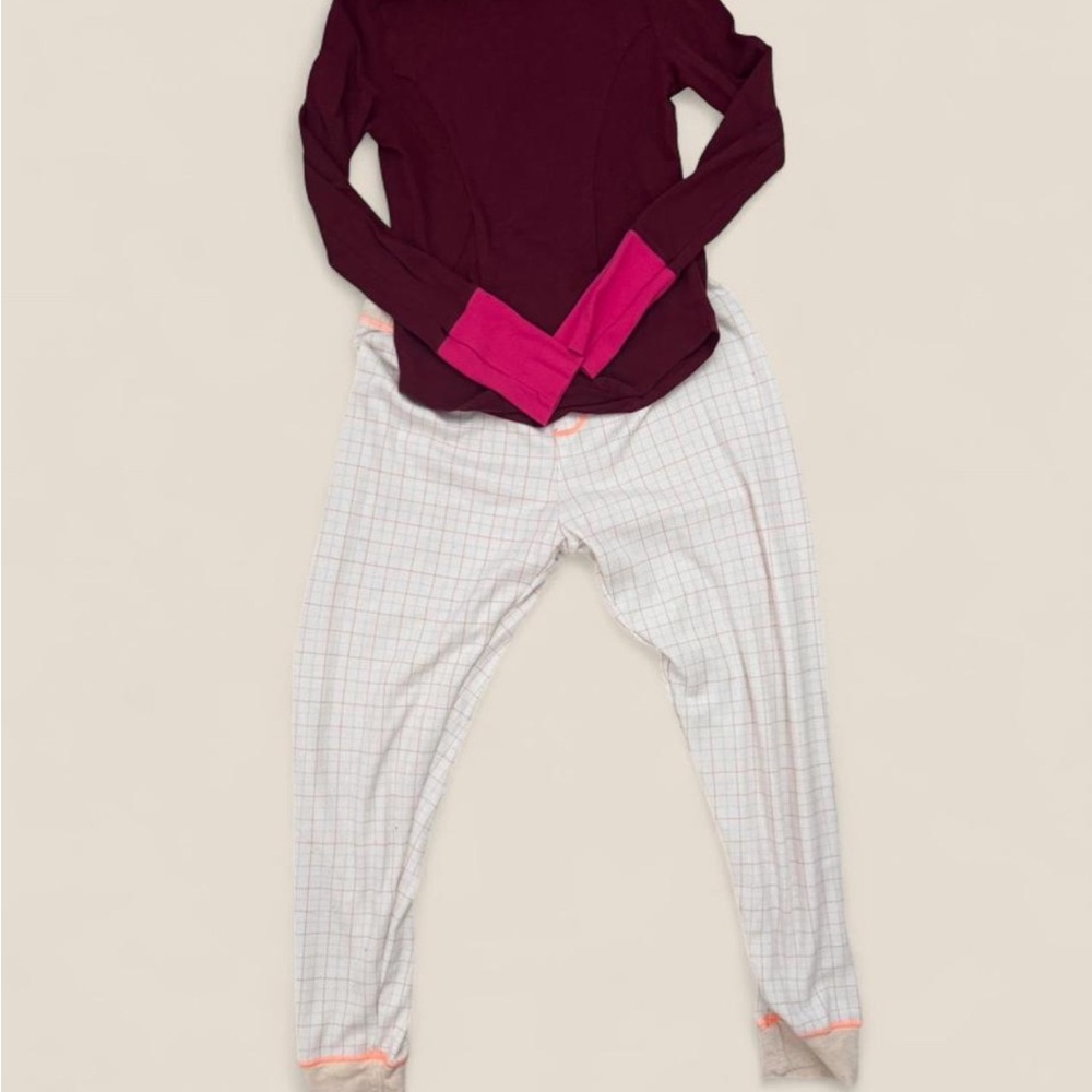 Maeve Burgundy Top with Pink Trim